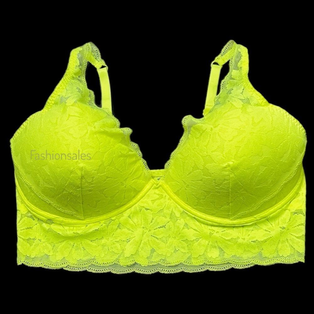 Victoria’s Secret Pink Lightly Lined Lightly padded longline Bralette Bra yellow